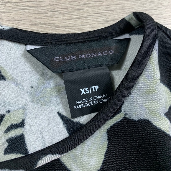 CLUB MONACO Milah Black White Floral Print Top Blouse - Picture 5 of 12